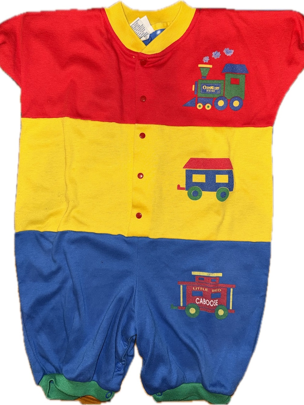 OshKosh B'gosh Red Yellow Blue Train One-Piece
